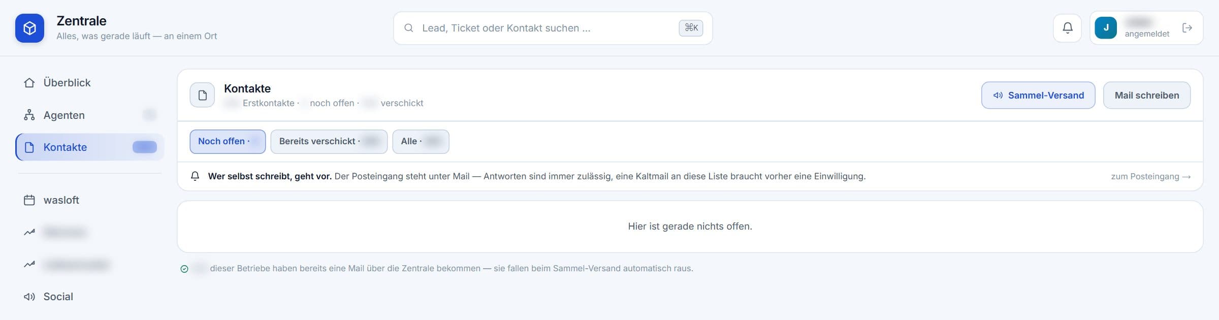 Zentrale – Freigabe